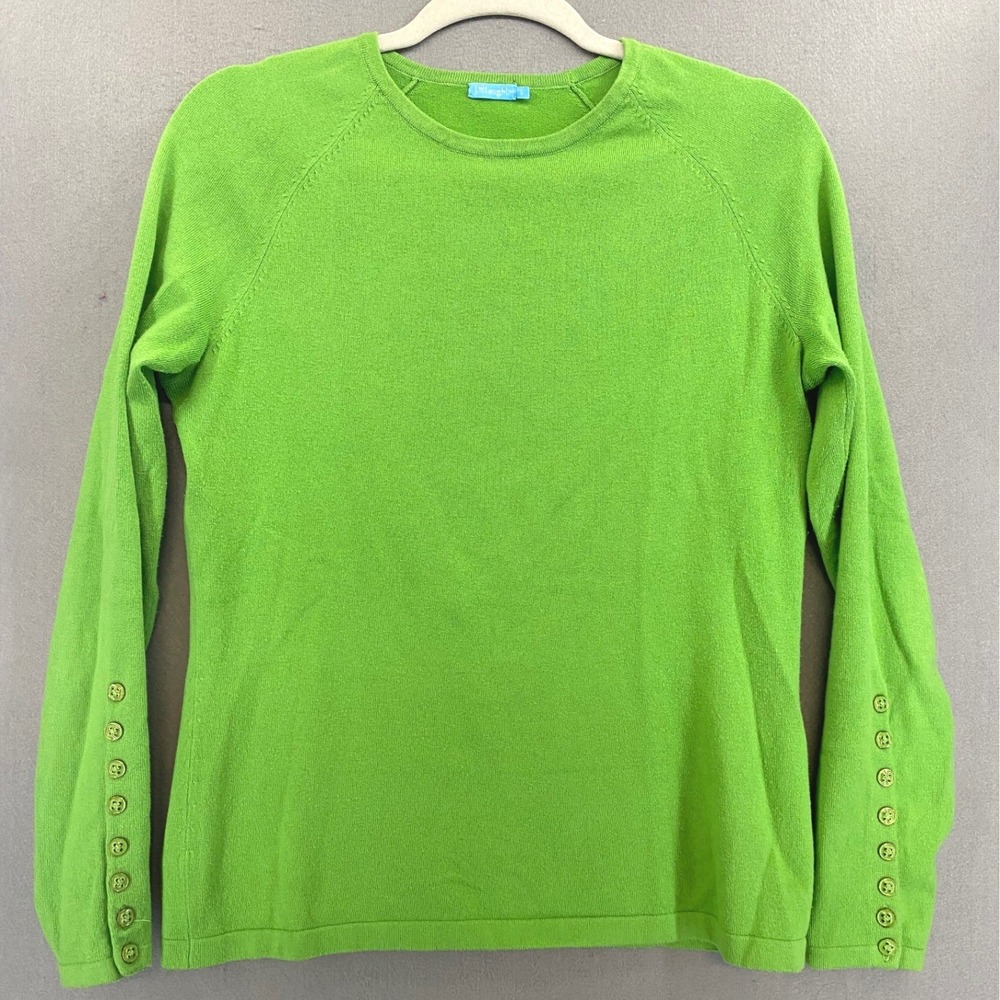 J. McLaughlin Womens Small JAMEY Green Cotton Modal Button Cuff Raglan Sweater